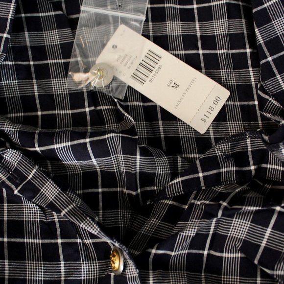 NWT Paper Crown Plaid for Anthropologie Tie Front Button Down Blouse Size M - Picture 9 of 14